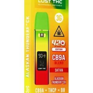 alaskan thunderf*ck lost thc 420 edition cb9a blend rechargeable disposable 3g