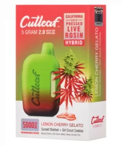 lemon cherry gelato cutleaf 2.0 cbd thc live rosin vape 5g