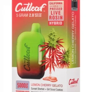 lemon cherry gelato cutleaf 2.0 cbd thc live rosin vape 5g